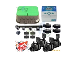 Kit Riego Automático 4 Zonas Para Riego Electrico Conjunto De Temporizador Electroválvulas Accesorios De Instalación SUINGA