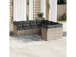 Conjunto de sofás de jardín de 8 piezas DKD Home Decor con cojines de mimbre gris
