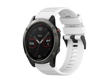 Correa Smartwatch para Garmin Fenix 5 22 mm Silicona Texturizada Horizontal con Herramienta de Extracción (Blanco)