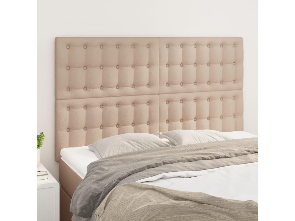 Cabeceros 4 Unidades Cuero Sintético Capuchino 72x5x78/88 Cm