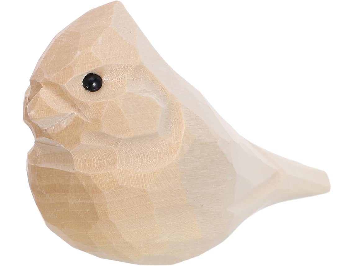 Figura Pájaro Tallada Madera Natural Estatua Artesanal Acabado 9 5 6 4 Decoración Rústica Primavera Hogar
