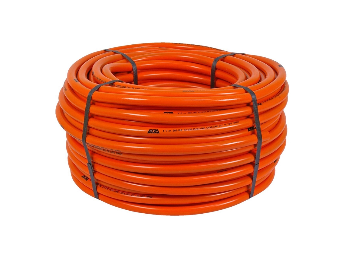 Tubo butano naranja 9 mm x 15 mm x 60 metros rollo
