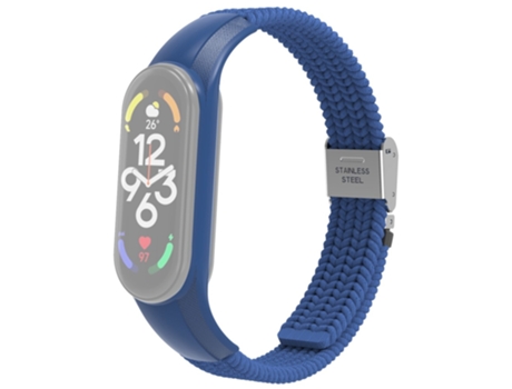 Correa de acero inoxidable trenzado con hebilla ajustable para Xiaomi Mi Band 7 - azul