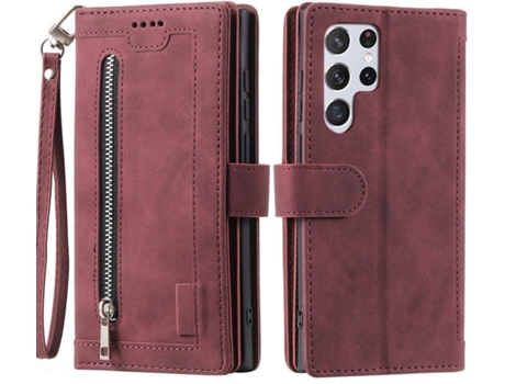 Funda Samsung Galaxy S22 Ultra HFS-HOUSE Cartera Tarjeta 9 Rojo