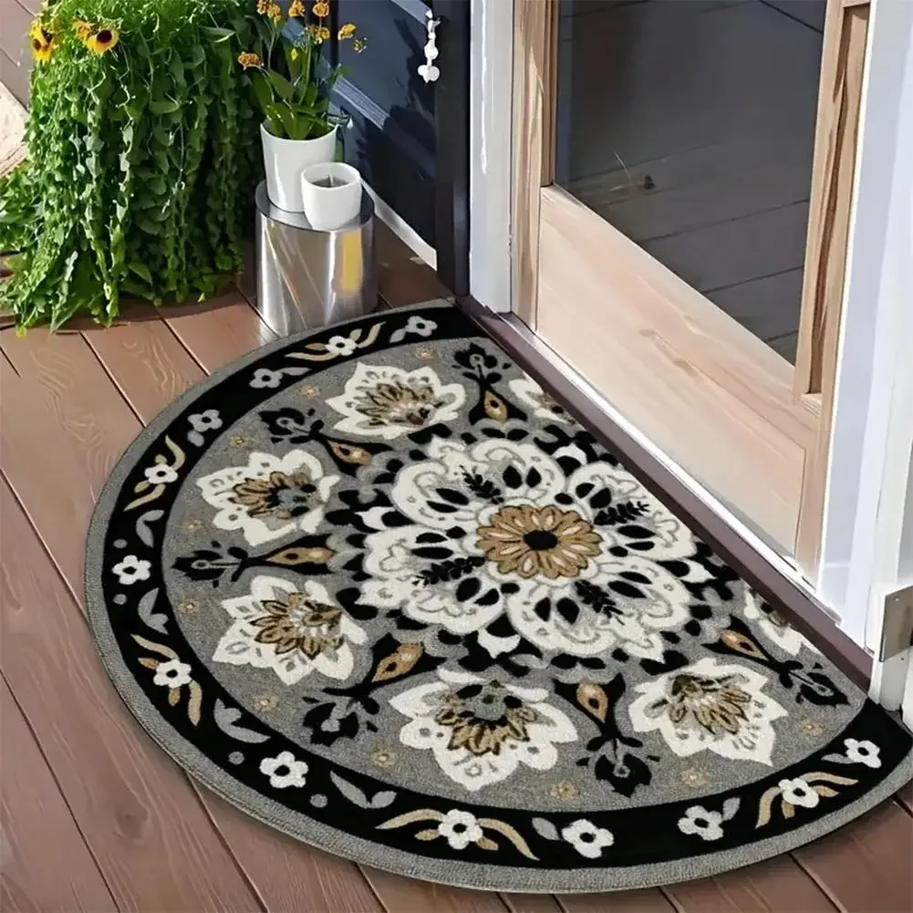 (estilo 19 45x70cm) Felpudo De Entrada De Estilo Retro Con Mosaico En Forma De Abanico Semicircular