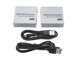 Extensor Ethernet Hd Rj45 De 60m Para Cat5e/cat6 Con Transmisor Y Receptor 1920x1080 60hz 5v 300ma