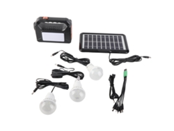 Linterna LED portátil con generador solar y paneles solares. Iluminación LED portátil, luz solar de bajo consumo con 3 bombillas para exteriores, batería recargable.