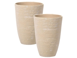 Conjunto de 2 macetas BELIANI Camia de Mezcla de piedra Beige 35x35x50