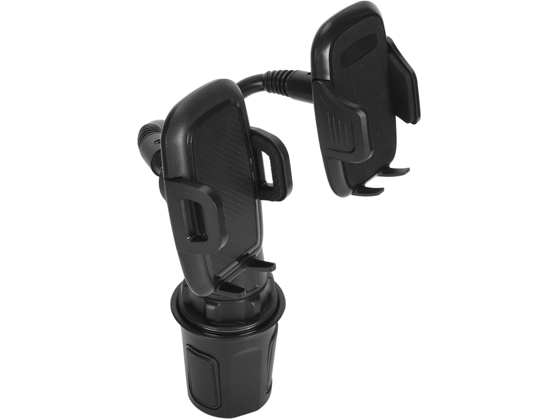 Soporte Doble Para Teléfono Móvil Con Portavasos Para Coche – Brazo Flexible Ajustable Con Rotación De 360°