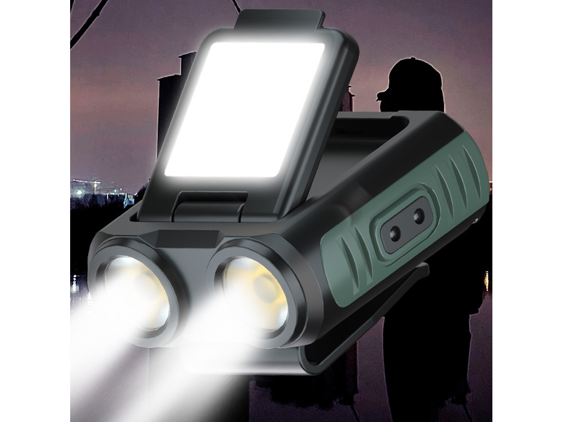 Linterna Frontal Portátil Con Clip Para Gorra, Ideal Para Acampar, Pescar, Resistente Al Agua, Con Sensor De Olas Y Recargable Por Usb.