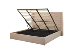 Cama con almacenaje BELIANI Lubbon de Terciopelo Beige 210x217x144