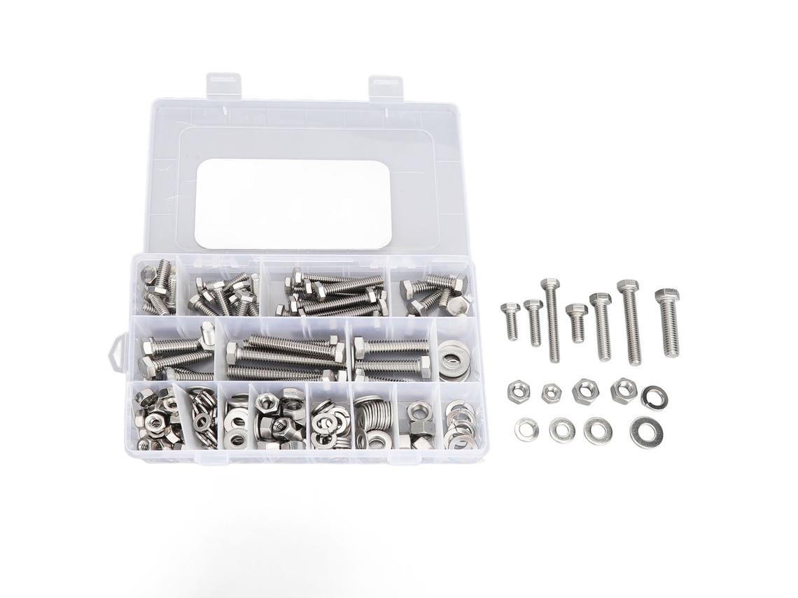 Kit de tornillos y tuercas de acero inoxidable, 246 piezas
