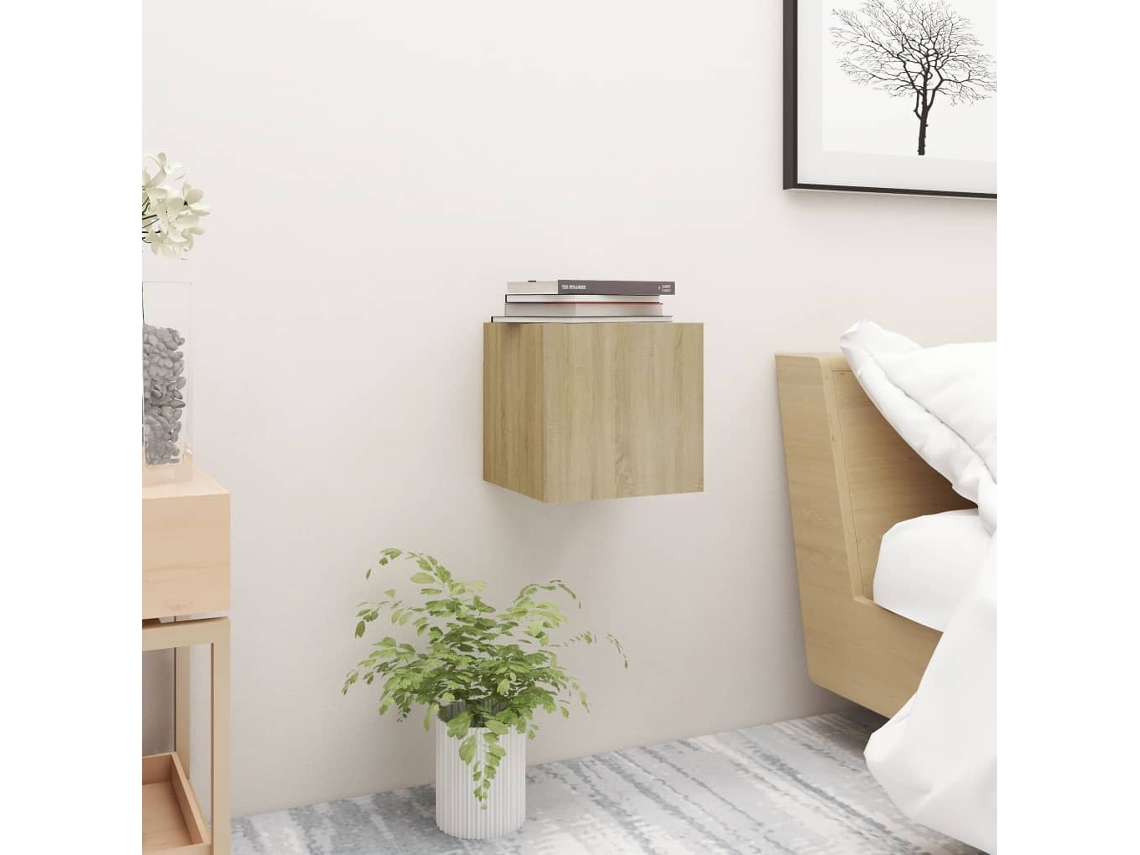 Mesa de Cabeceira LOVELY HOME Mesinha 30,5X30X30 Cm Contraplacado Carvalho Sonoma