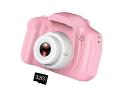 Cámara Fotográfica Infantil SLOWMOOSE Digital Cartoon 2 Pulgadas HD USB Recargable (Tarjeta de Memória 32 GB - Rosa)