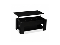 Mesa De Centro Relaxdays, Ajustável, Hbd: 42x98x50 Cm, Mesa De Estar Com Espaço De Arrumação, Superfície Extra, Preta