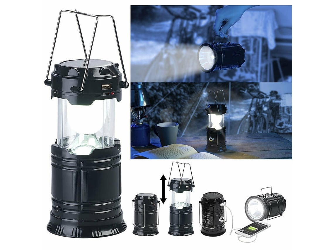 Lâmpada Solar Led 3 Em 1 Para Camping Com Lanterna De Mão E Carregador Usb, 80 Lúmenes*
