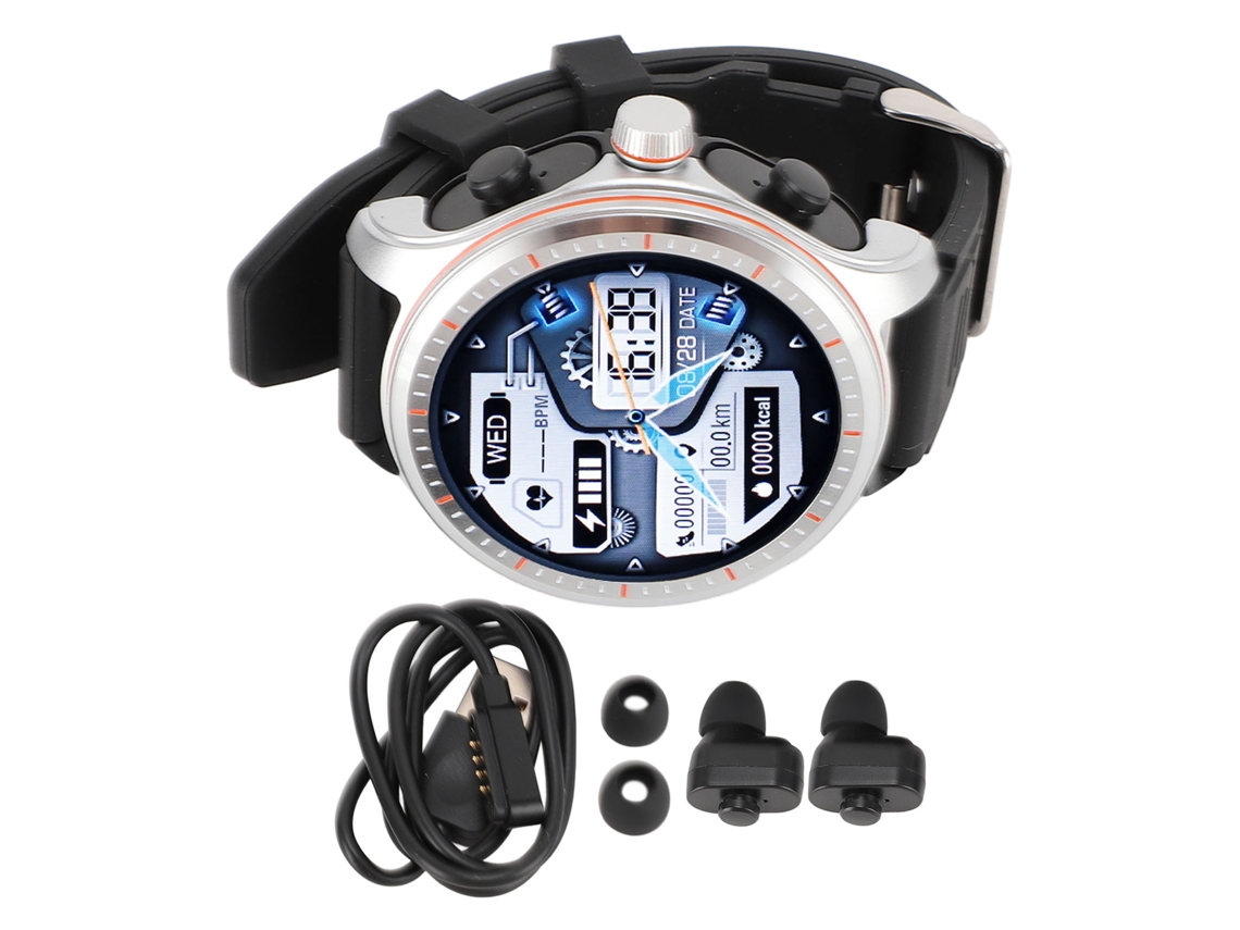 Reloj inteligente Baoj 2 en 1 con auriculares, monitor de actividad física e identificador de llamadas Bluetooth.