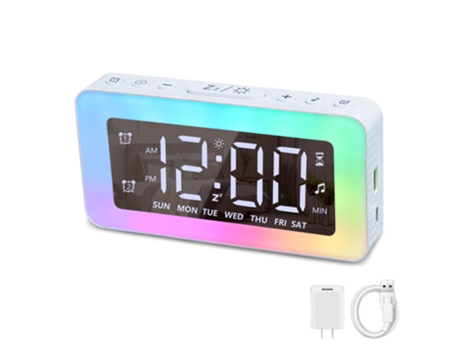 Reloj despertador LED multifunción con espejo HD, luz de noche para dormitorio de estudiantes, despertador digital, despertador