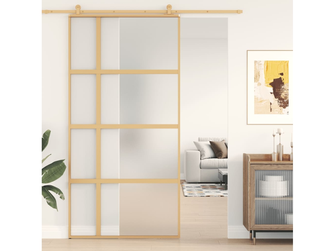 Puerta corredera 102,5x205 cm Cristal ESG esmerilado/Aluminio dorado LOVELY HOME
