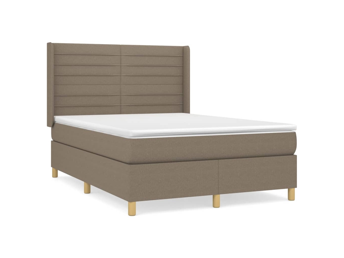 Maison Exclusive - Cama Box Spring Con Colchón Tela Gris Taupe 140x200 Cm