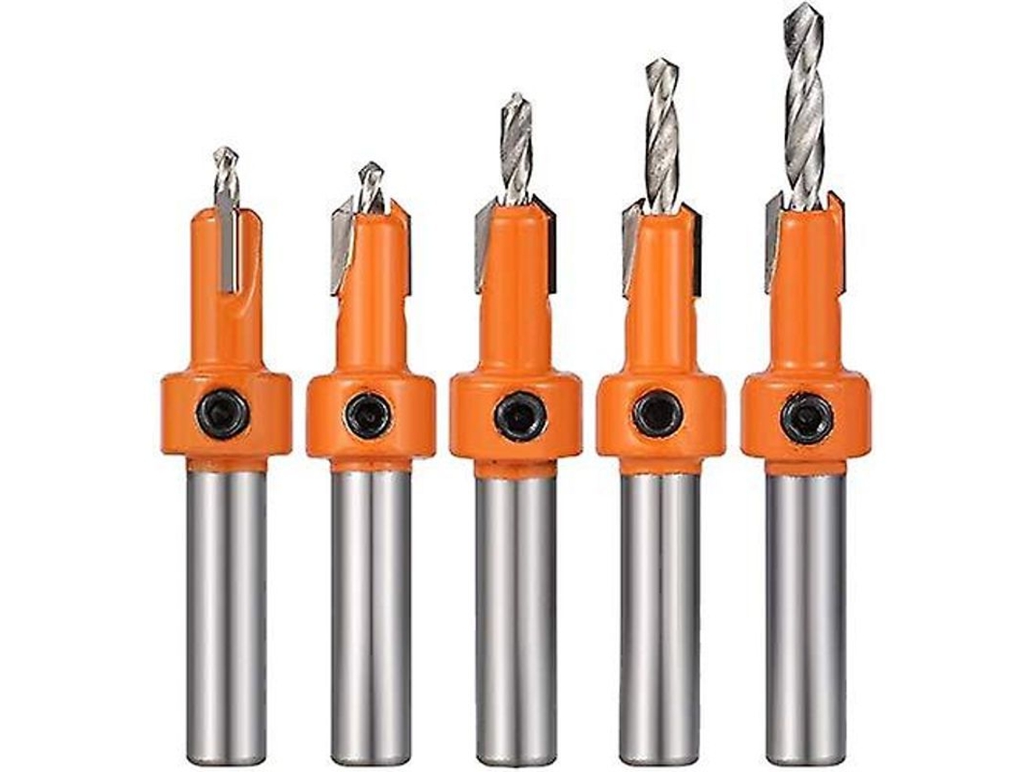 Juego De Brocas Para Carpintería, 5 Brocas Avellanadoras, Broca Avellanadora Hss (8 Mm)
