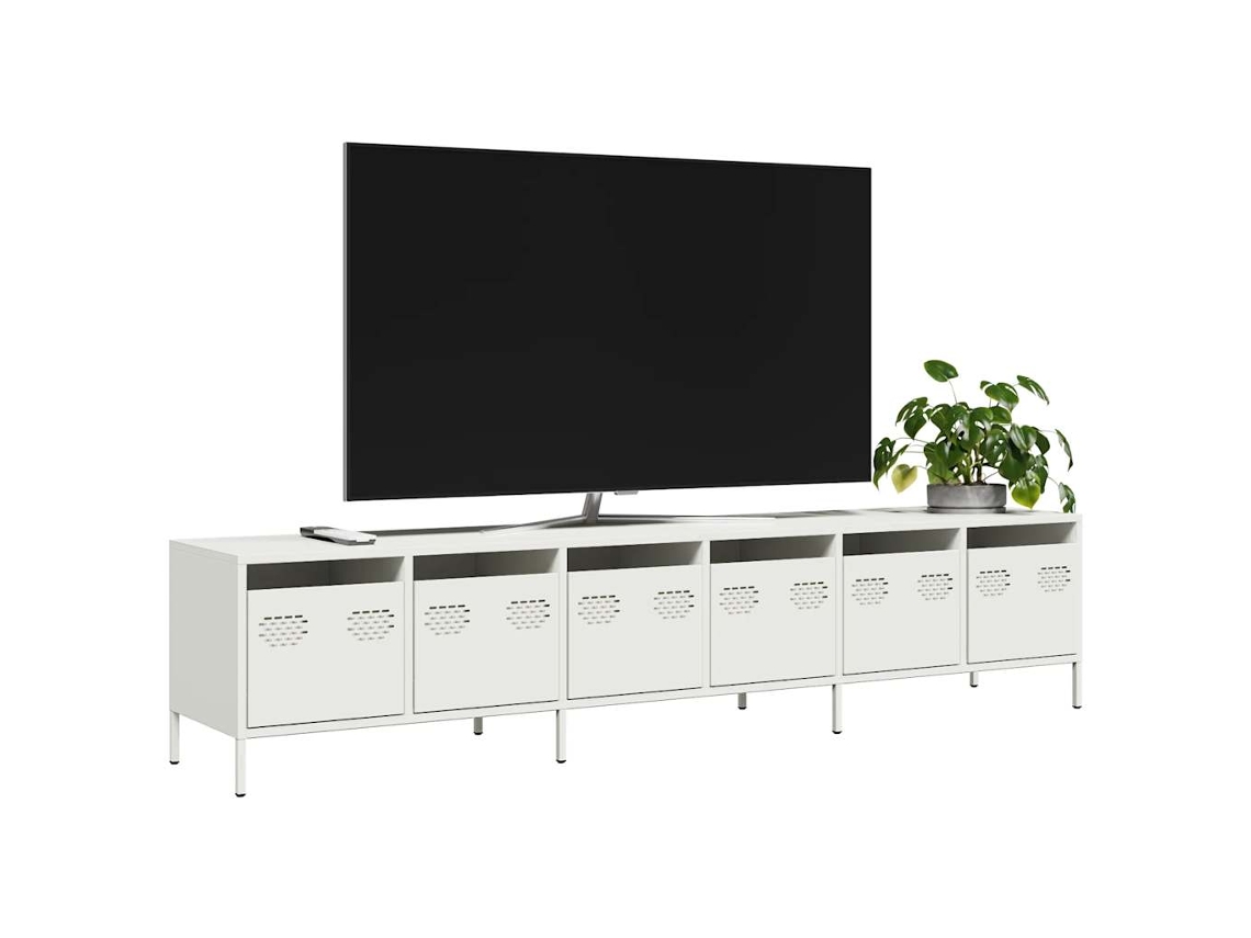 Mueble de TV | Mueble de TV | Mueble de TV 202x39x43,5 cm Acero laminado en frío Blanco