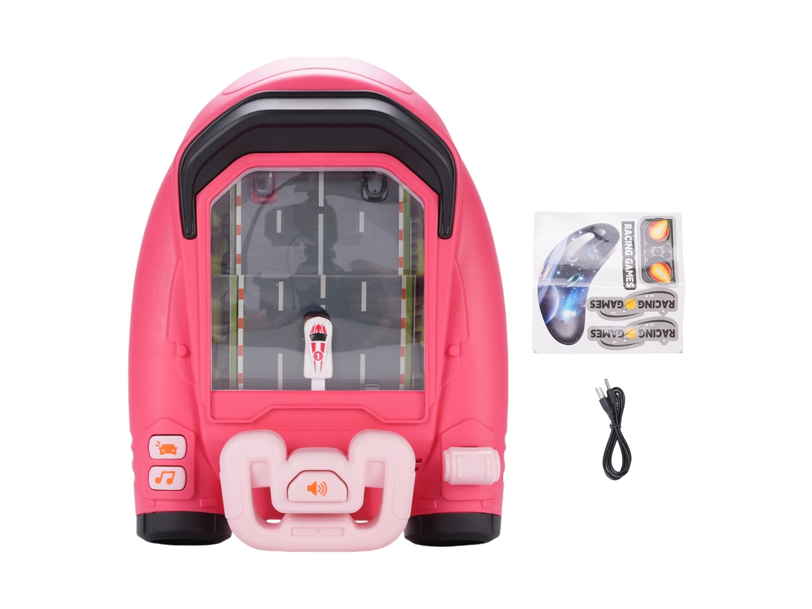 Ats-volante De Carro De Carreras Juguete Simulación De Conducción Interactiva Para Niños Color Rosa