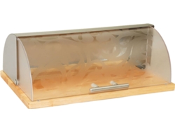 Panera de Mesa para Guardar Pan,  MAESTRO Acero Inoxidable, Madera y Acrílico Transparente