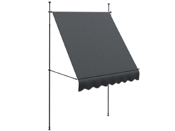 Toldo retráctil manual de 200x120 cm, altura regulable, resistente al agua y a los rayos UV, color gris oscuro.