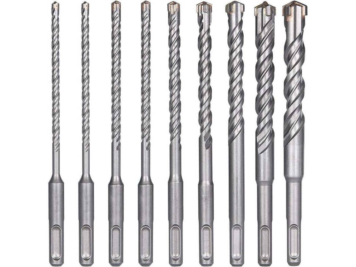 Brocas Para Hormigón, 9 Unidades (5 Mm ~ 16 X 160 Mm) Sds-plus Para Martillo Eléctrico, Brocas De Corte Transversal Para Ladrillo, Piedra Y Metal.