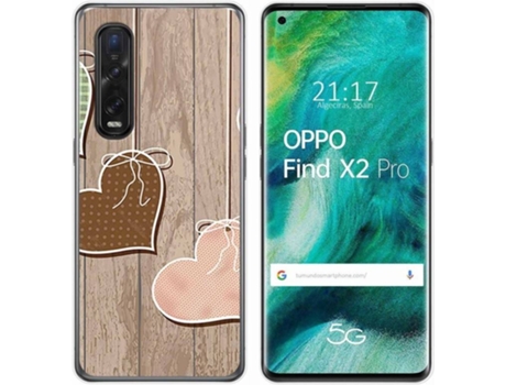 Carcasa Oppo Find X2 Pro TUMUNDOSMARTPHONE Corazones Madera