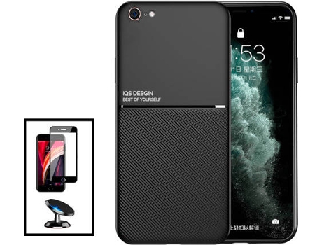 Kit Carcasa Magnética Anti Choque + Protector de Pantalla + Soporte Magnético iPhone SE 2022 G4M Negro