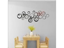 2026-adhesivos De Pared Espejo Cristal Linjou Acrílico Estéreo Circular Negro 140mm 24 Piezas