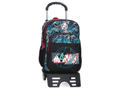 Mochila escolar con ruedas y escudo de poliéster negro de Marvel