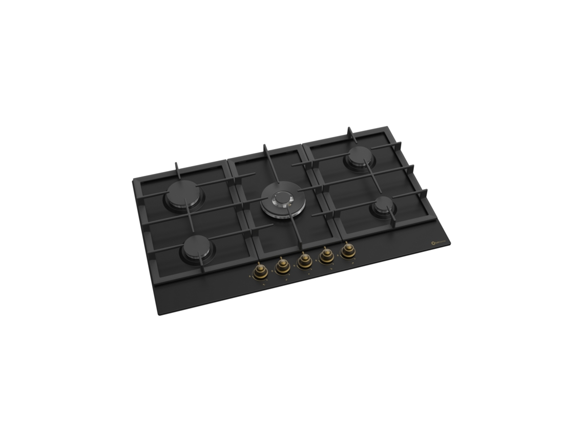 Solthermic Placa Gas 90 Bl042 Negra Rústica 5 Fuegos Wok