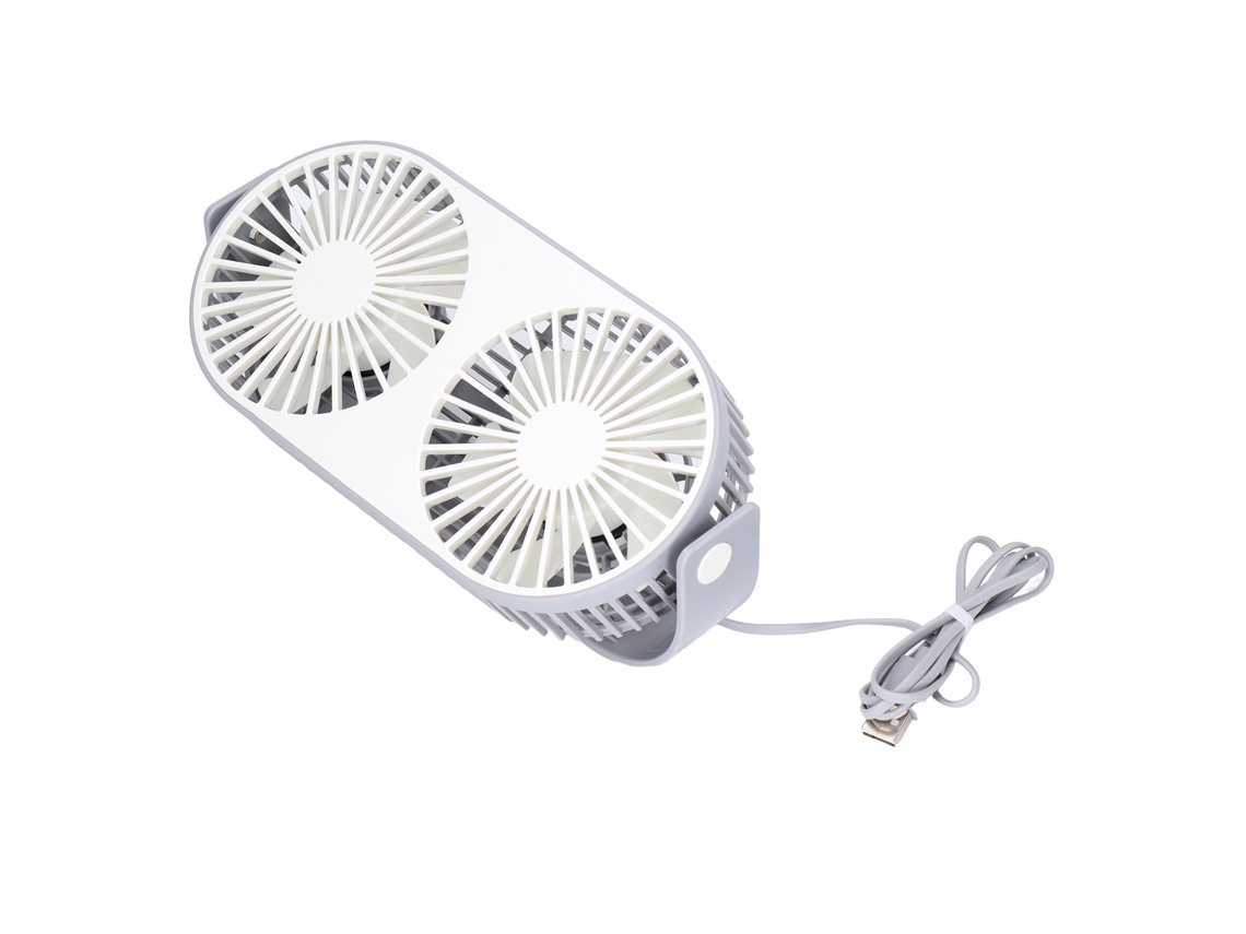 Mini ventilador USB giratorio de 360°, doble voltaje, silencioso, para escritorio/dormitorio.