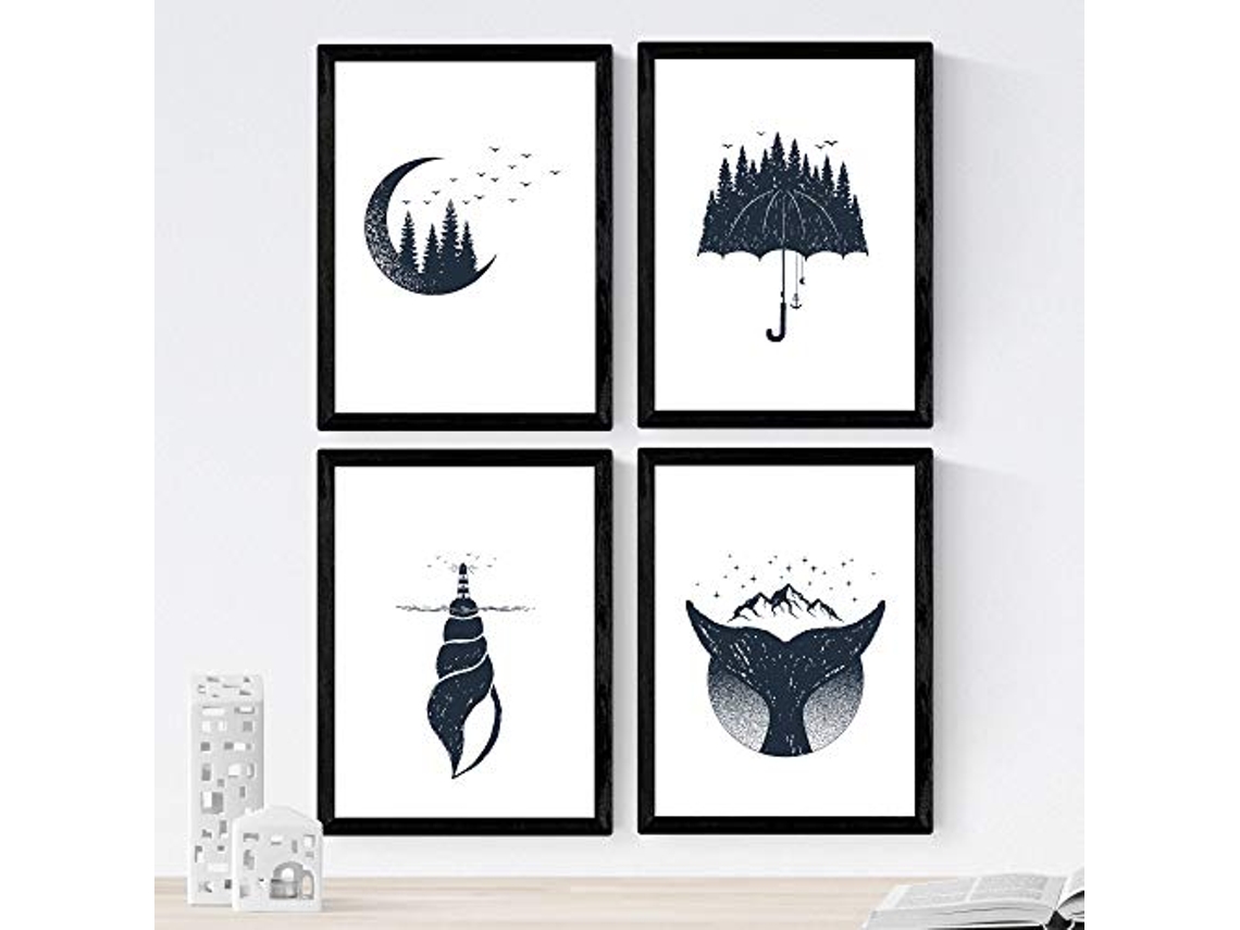 Set de 4 Láminas NACNIC Bosque y Mar (A3)