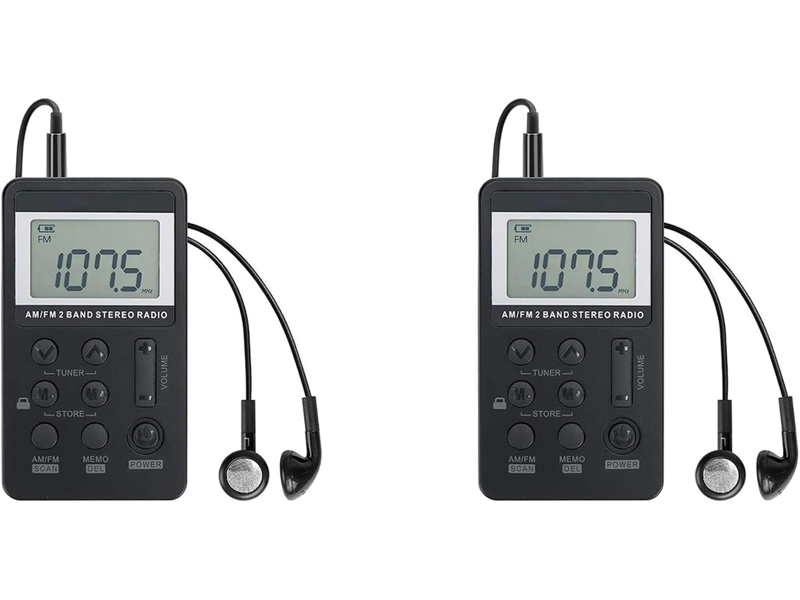 2 Receptores De Radio Digitales Estéreo Portátiles De Doble Banda Fm/am Con Pantalla