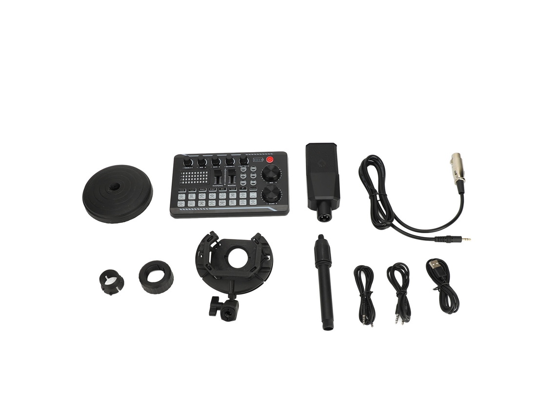 Paquete De Equipos Para Podcast Con Tarjeta De Sonido Y Micrófono De Condensador Cardioide Para Grabación Y Transmisión.