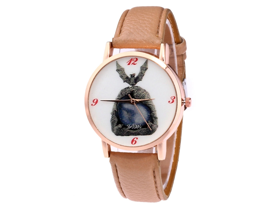 Reloj De Cuarzo Con Correa De Cuero Pu Batman Dial Unisex (café Claro)