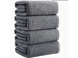 Conjunto De Toallas Siurn Extra Grandes Absorbente Secado Gris - 4pcs (90x180)