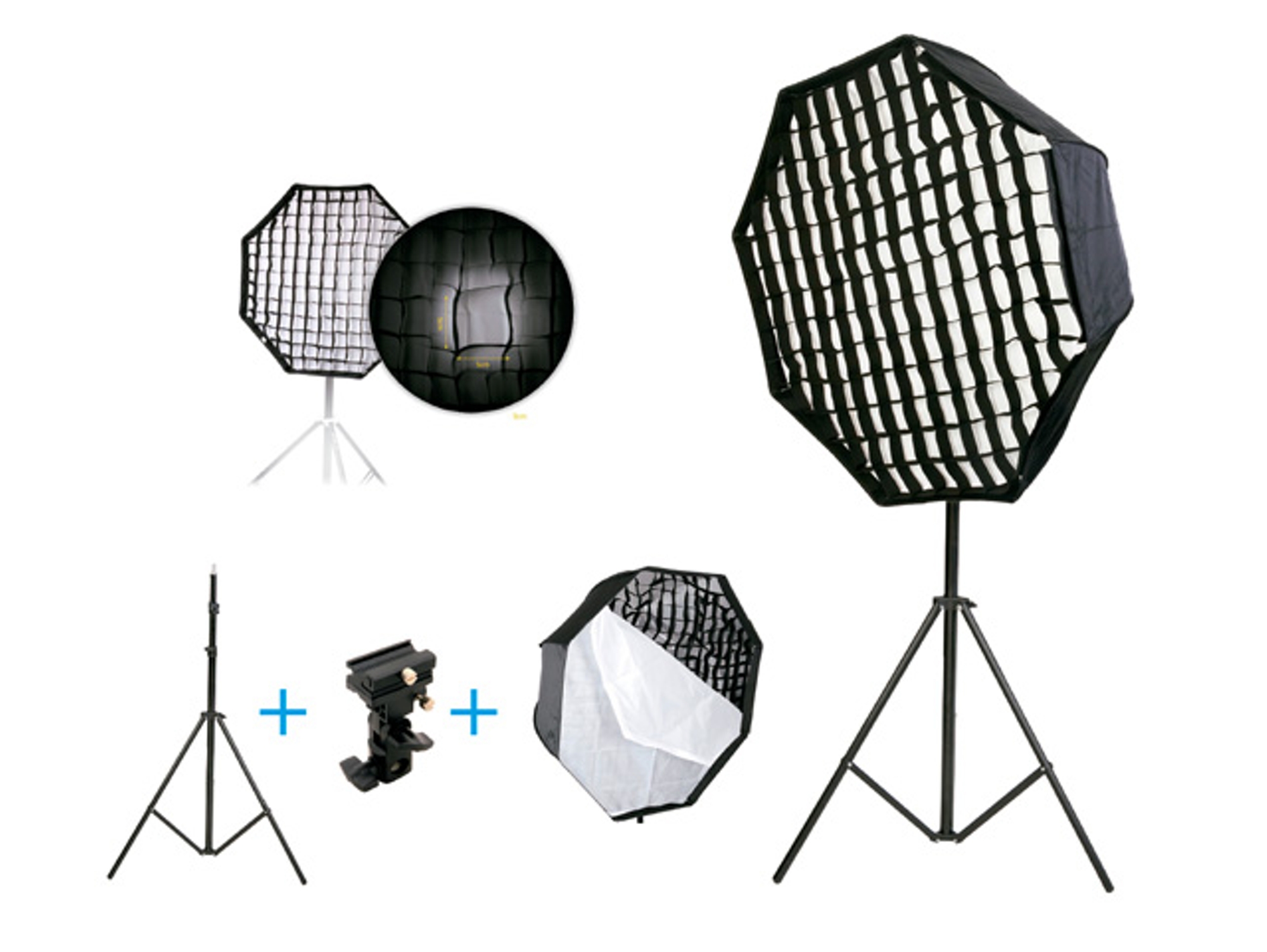 Kit Softbox Octo FOTIMA 80cm Paraguas + Difusor + Nido de abeja + Pie + Rotula 20025