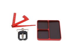 Bandeja de aluminio para tornillos RC con herramientas de desmontaje y regla ajustable - Roja