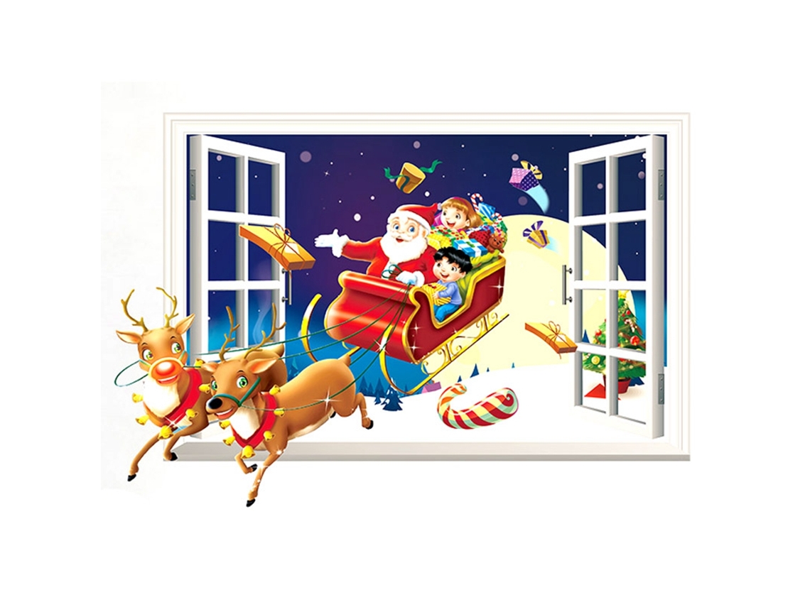 Pegatinas de pared 3D de Feliz Navidad para decoración de habitaciones RNEMITERY