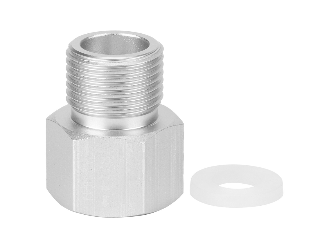 Adaptador de aluminio Tr21x4 a W21.8‑14 para cilindro de soda y tanque de CO2 (plata)