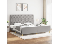 Estructura De Cama Con Cabecero De Tela Gris Claro 200x200 Cm