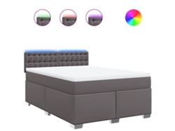 Maison Exclusive - Cama Box Spring Con Colchón Cuero Sintético Gris 140x190 Cm