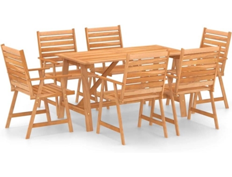 Conjunto 7 de comedor para jardín VIDAXL madera maciza de acacia