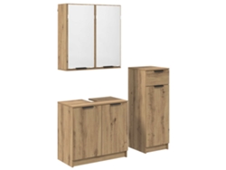 Juego de muebles de baño de roble hechos a mano de 3 piezas