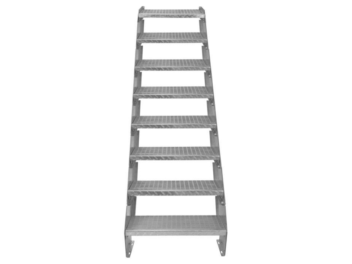 Escalera con barandilla - MONSTERSHOP - 8 peldaños - Acero galvanizado - Resistente a la intemperie - Personalizable